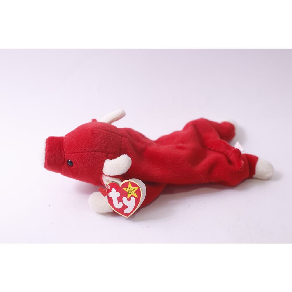 Ty, Beanie Baby, Snort, Red Bull, 1995, Plush, Vintage, Soft Toy ~ 250622-WH 361